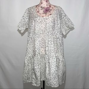 A New Day sz:XXL Black/Off-White Leopard Print Babydoll Short Sleeve Mini Dress